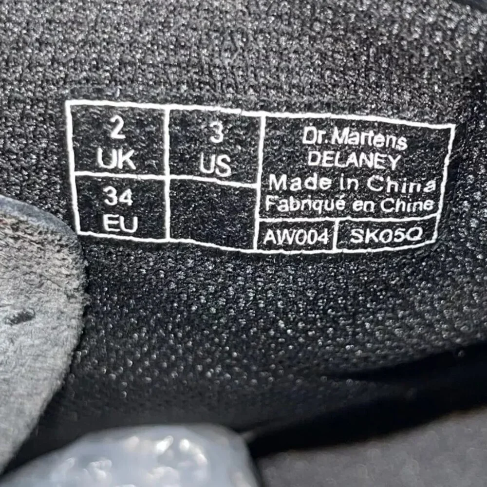 Dr. Martens Delaney AW004 Lace Up Zip Combat‎ Boot Junior Size US 3